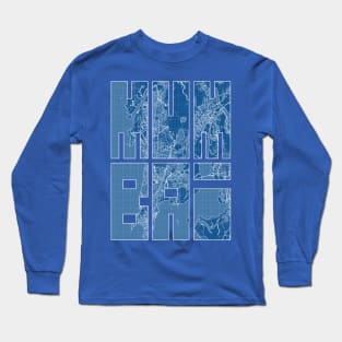 Mumbai, India City Map Typography - Blueprint Long Sleeve T-Shirt